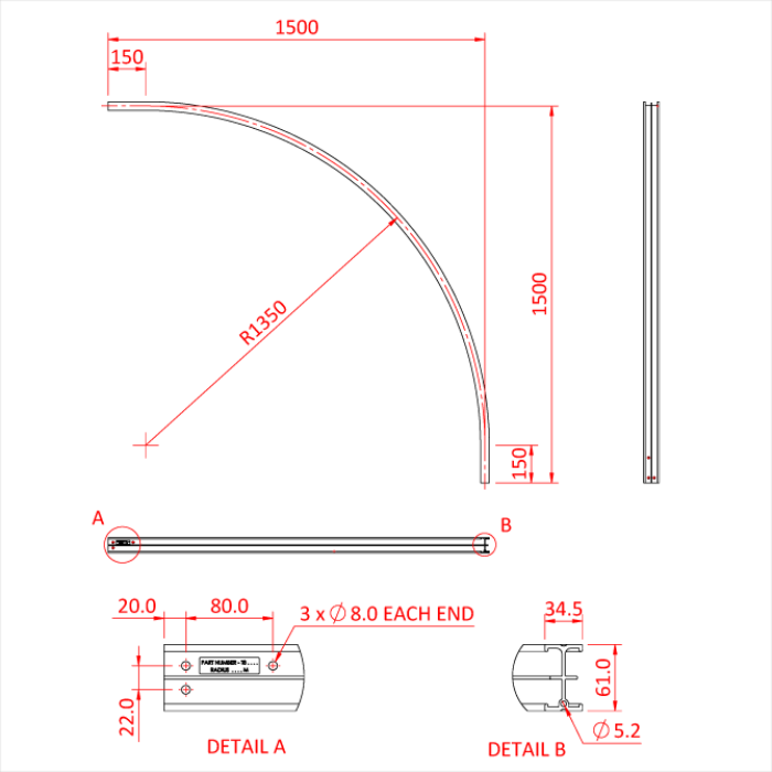 90° Curved Studio Rail 60 – Doughty Engineering